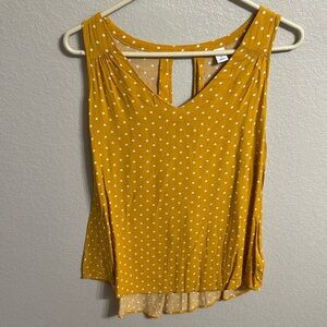 Old Navy Mustard Polka Dot Sleeveless Blouse